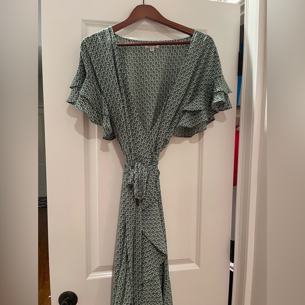 MAX STUDIO Green Patterned Wrap Dress XL